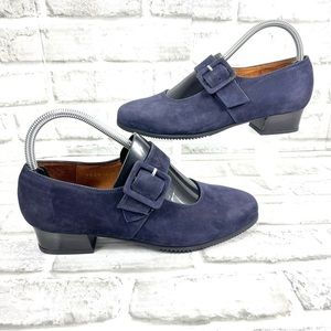 Beautifeel Women’s Size 39 / US 8 Blue Suede Mary Jane Block Heel Shoes